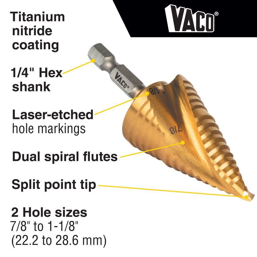 7/8in to 1 1/8in Step Drill Bit VACO 25961