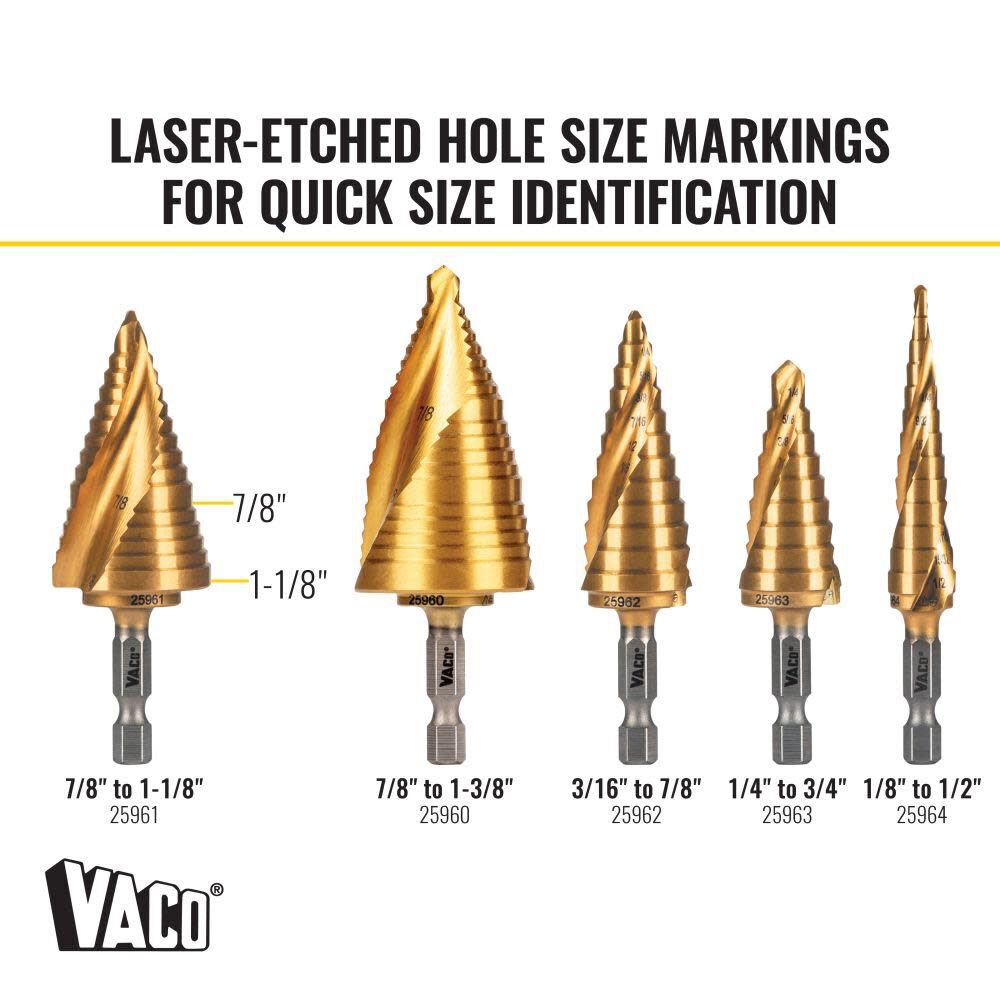 7/8in to 1 1/8in Step Drill Bit VACO 25961