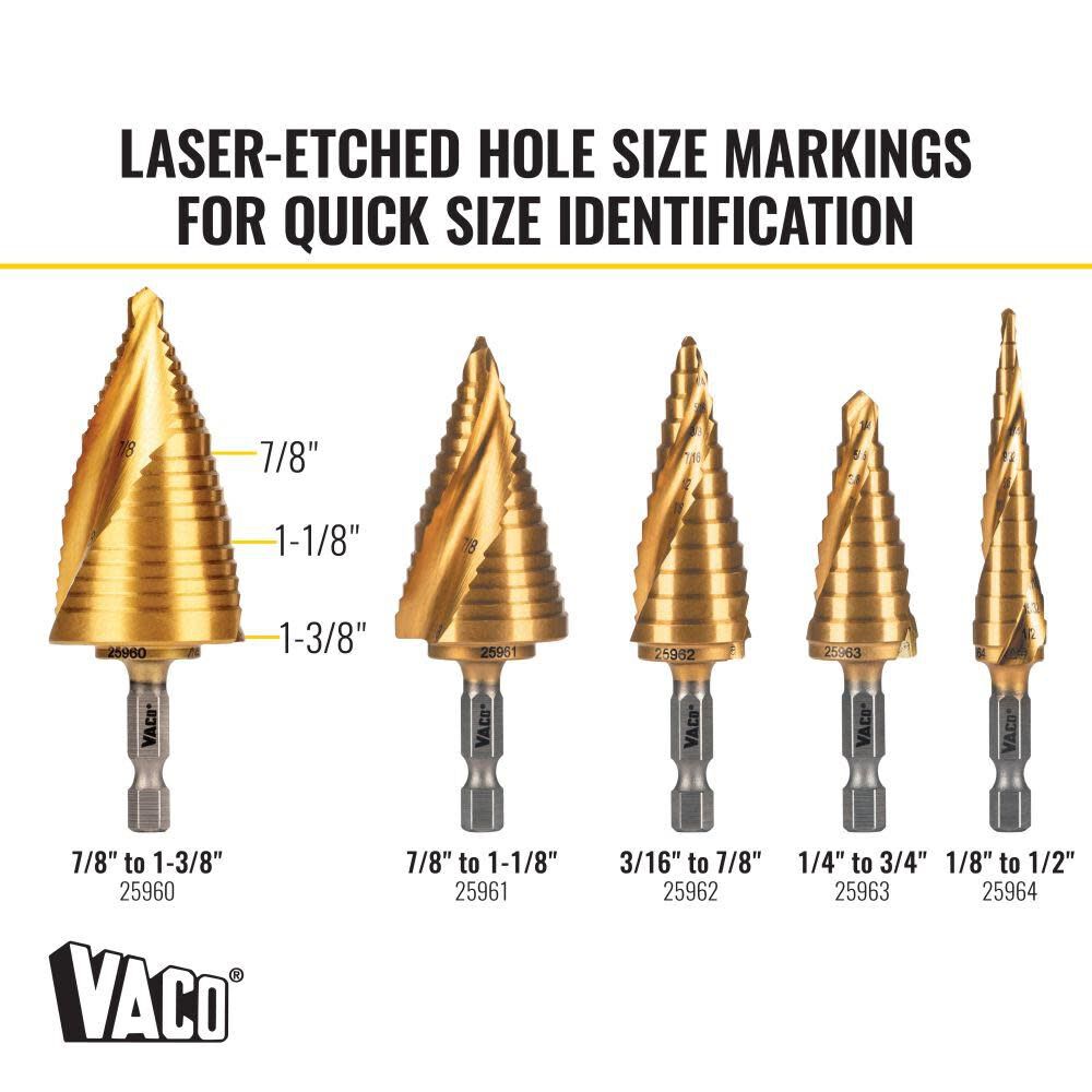 7/8in to 1 3/8in Step Drill Bit VACO 25960