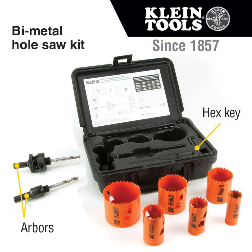 Bi-metal Arbored Hole Saw Kit Set (8-Piece) with Hard Case 31902