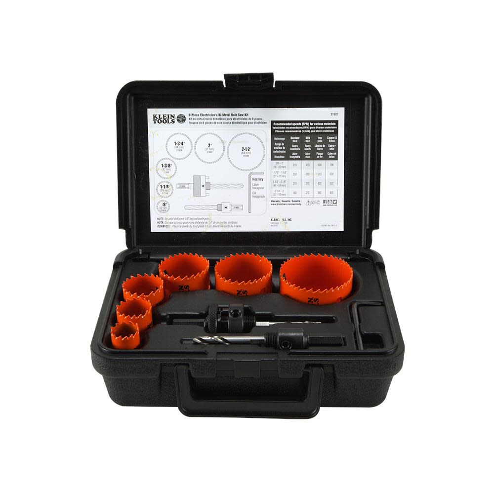 Bi-metal Arbored Hole Saw Kit Set (8-Piece) with Hard Case 31902