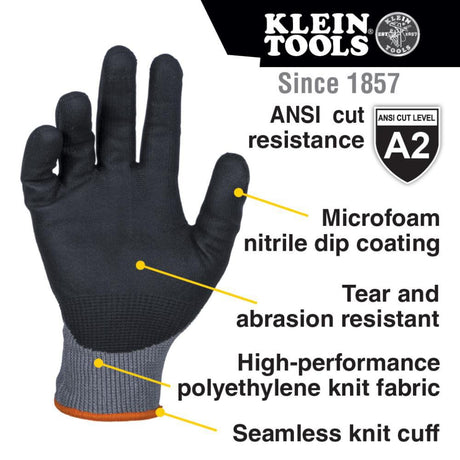 A2 Cut Knit Dipped Gloves, Medium, 2pk 60584