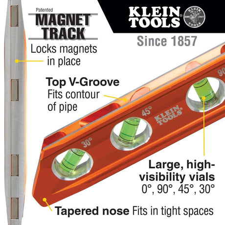 Aluminum 6.25-in 4 Vial Magnetic Conduit Level 935AB4V