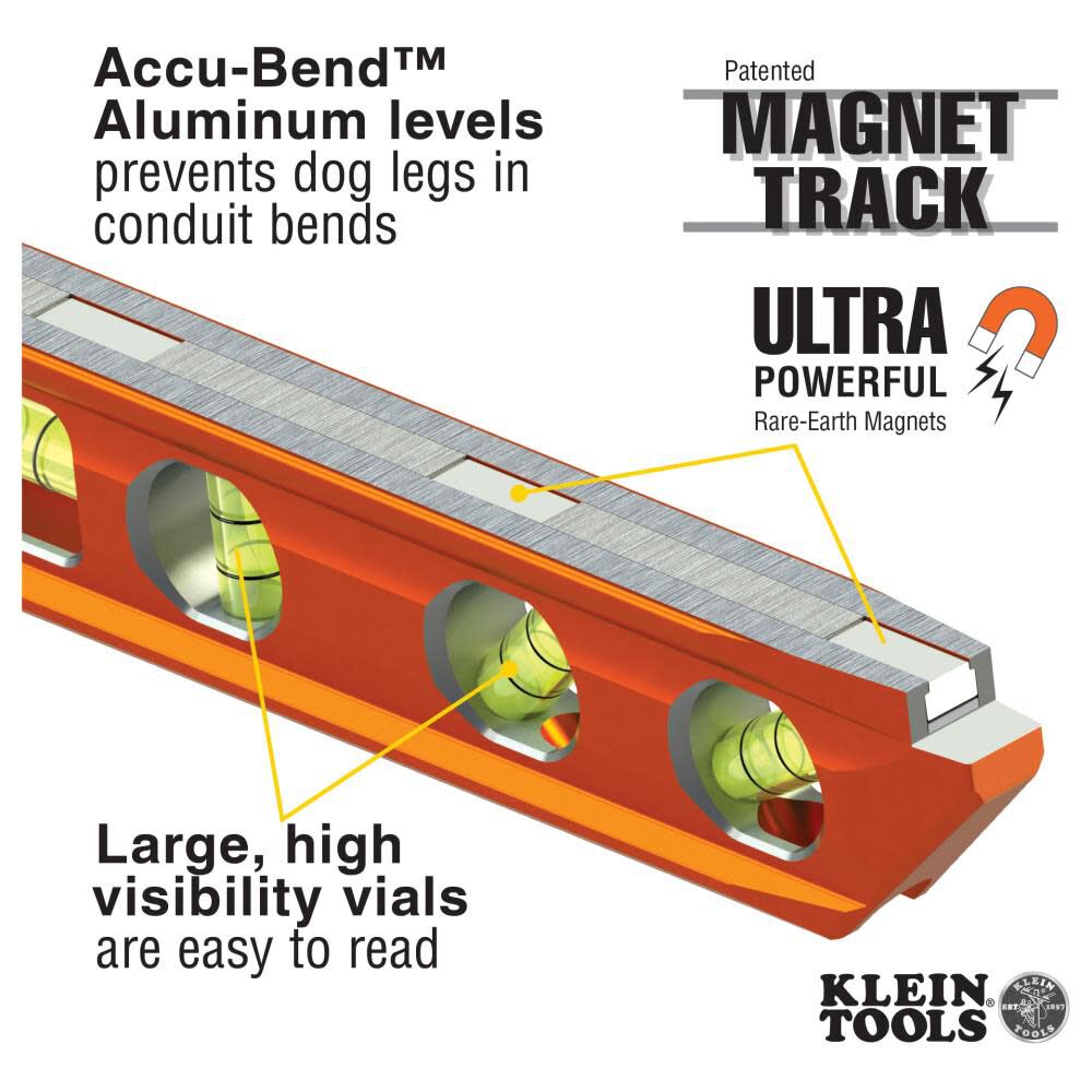 Aluminum 6.25-in 4 Vial Magnetic Conduit Level 935AB4V