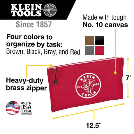 Canvas Zipper Bags - Package Of 4- Red Grey Black and Brown 5141