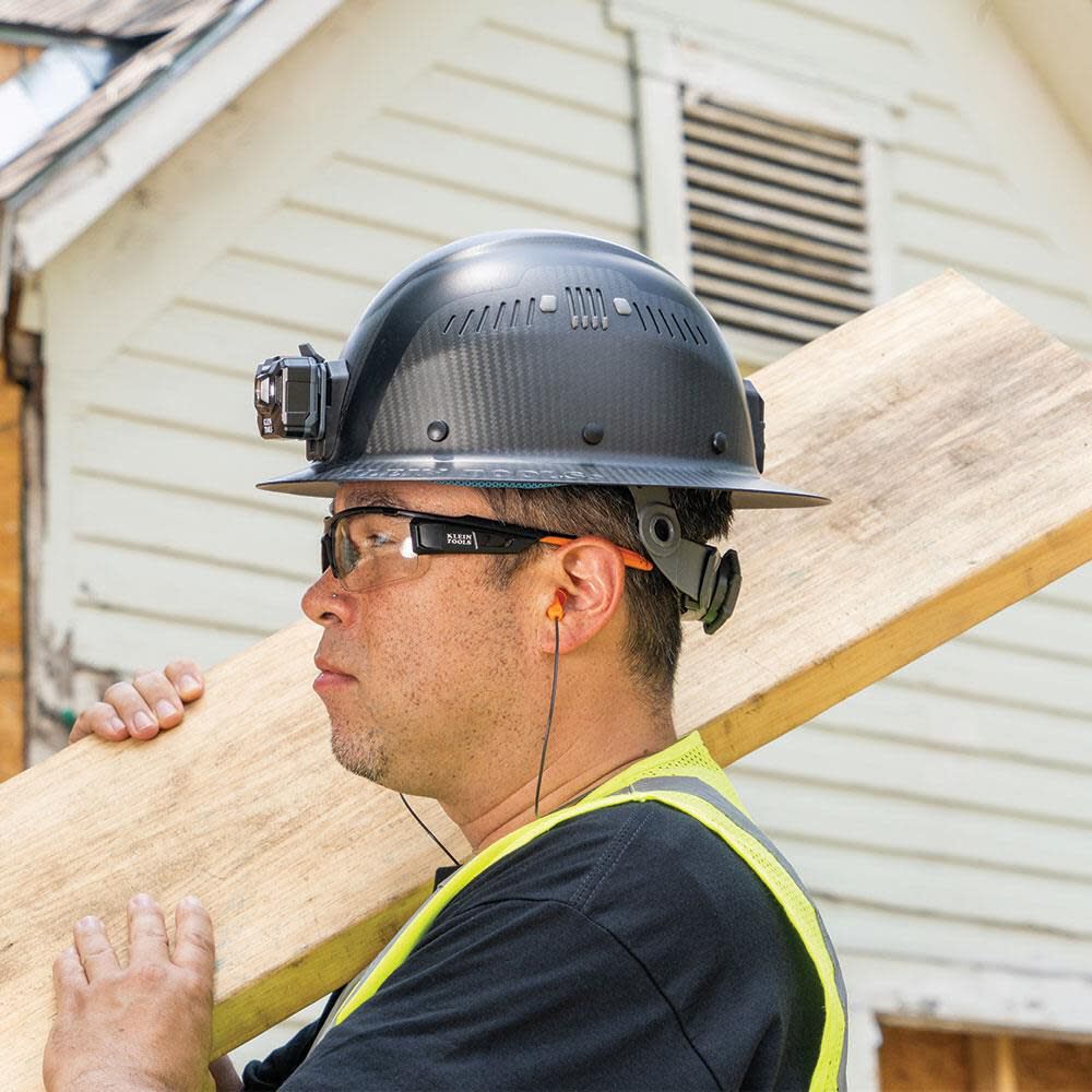 Carbon Fiber Full Brim Hard Hat with Headlamp, Titan 60512