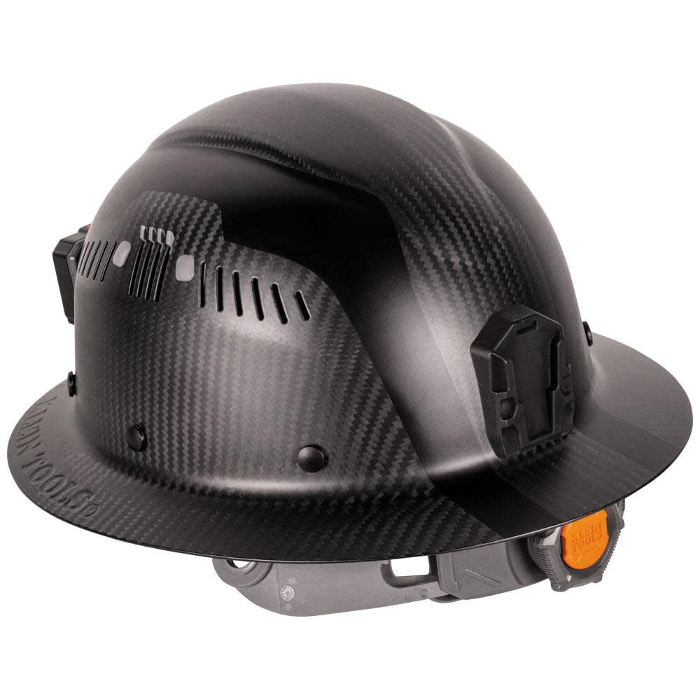 Carbon Fiber Full Brim Hard Hat with Headlamp, Titan 60512