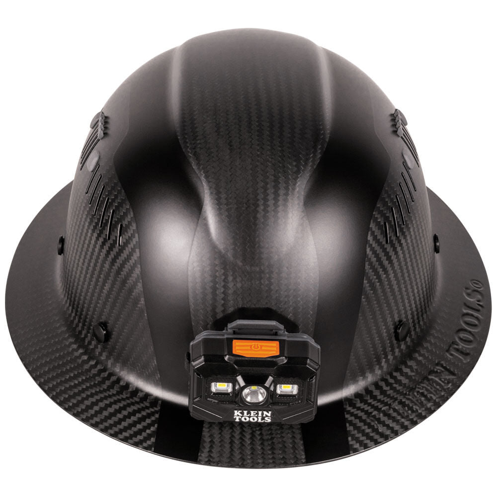 Carbon Fiber Full Brim Hard Hat with Headlamp, Titan 60512