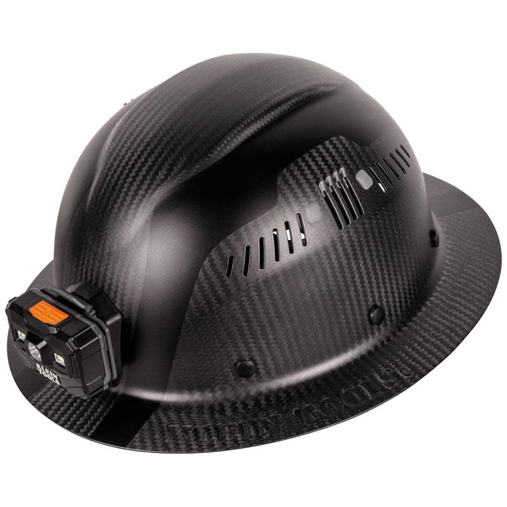 Carbon Fiber Full Brim Hard Hat with Headlamp, Titan 60512