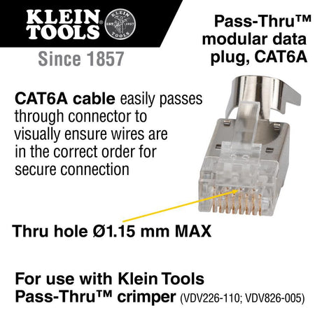 Tools CAT6A STP Pass Thru Plug 100pk VDV826-754