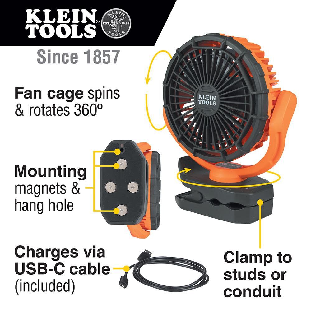 Clamping Jobsite Fan Rechargeable PJSFM2