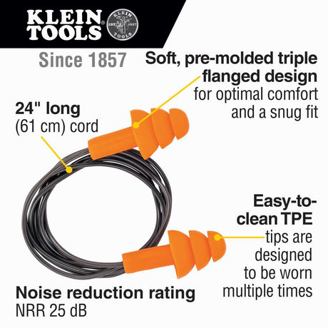 Corded Earplugs 6 Pairs 605036