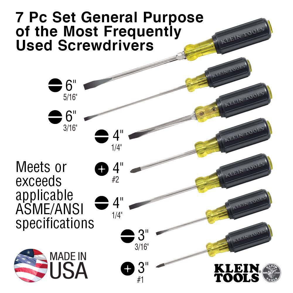 7-Piece Bi-material Handle Assorted Drive Screwdriver Set 85076