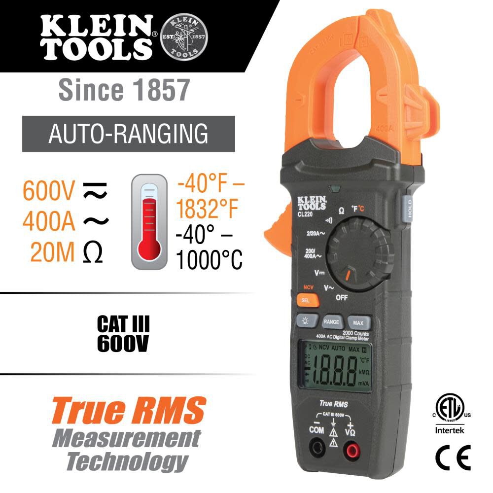 Digital Clamp Meter with Temp CL220