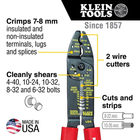 Electricians Crimper Stripper Wire Cutter Multi Tool 8-22 AWG 1001
