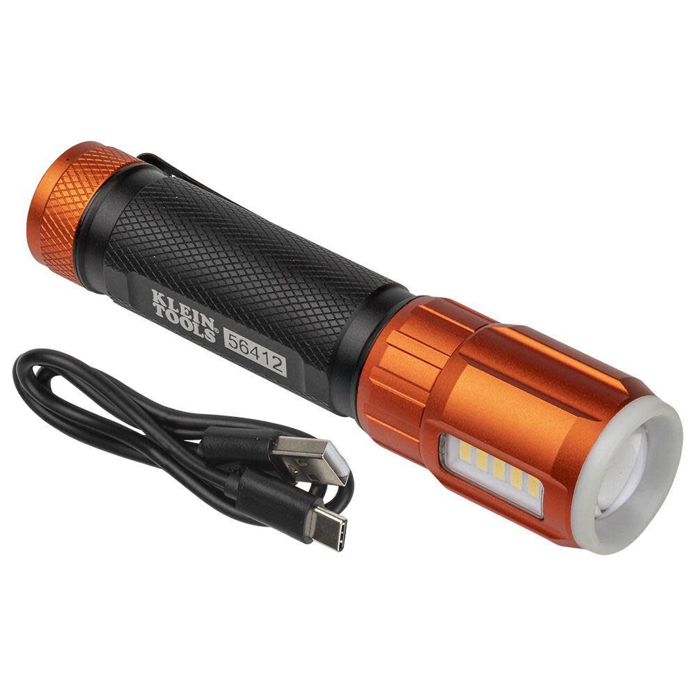 LED Flashlight with Worklight 500-Lumen 4 Modes LED Rechargeable Flashlight 56412