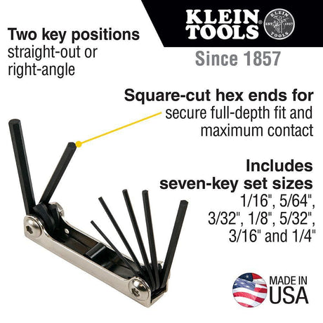 Folding Hex Key Set Metric 7 Pc 70582