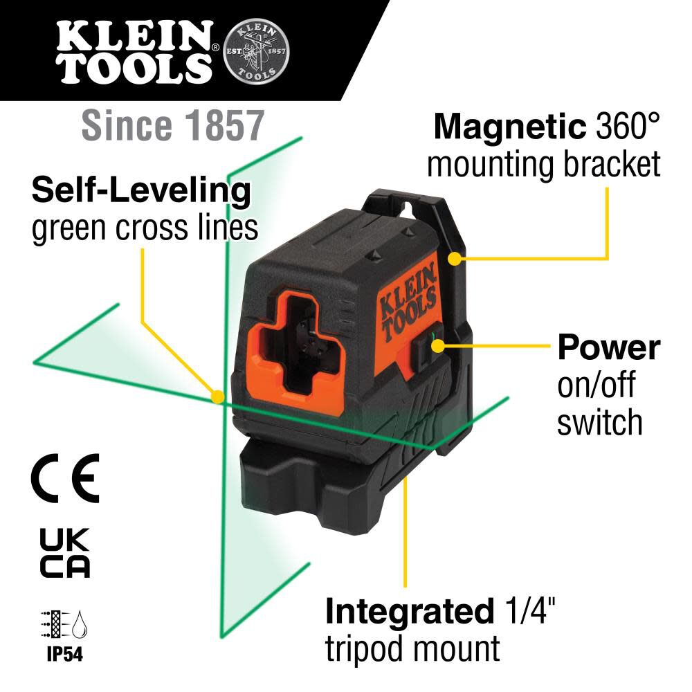 Green 50-ft Self-Leveling Indoor/Outdoor Cross Beam Cross-line Laser Level (Accessories Included) 93MCLG