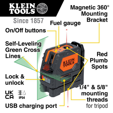 Green 165-ft Self-Leveling Indoor/Outdoor Cross Beam Cross-line Laser Level (Accessories Included) 93LCLGR