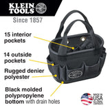 Hard-Body Bucket, 29-Pocket Aerial Bucket, Black Polyester 14-in Electrician's Tote 5144BHB14OS