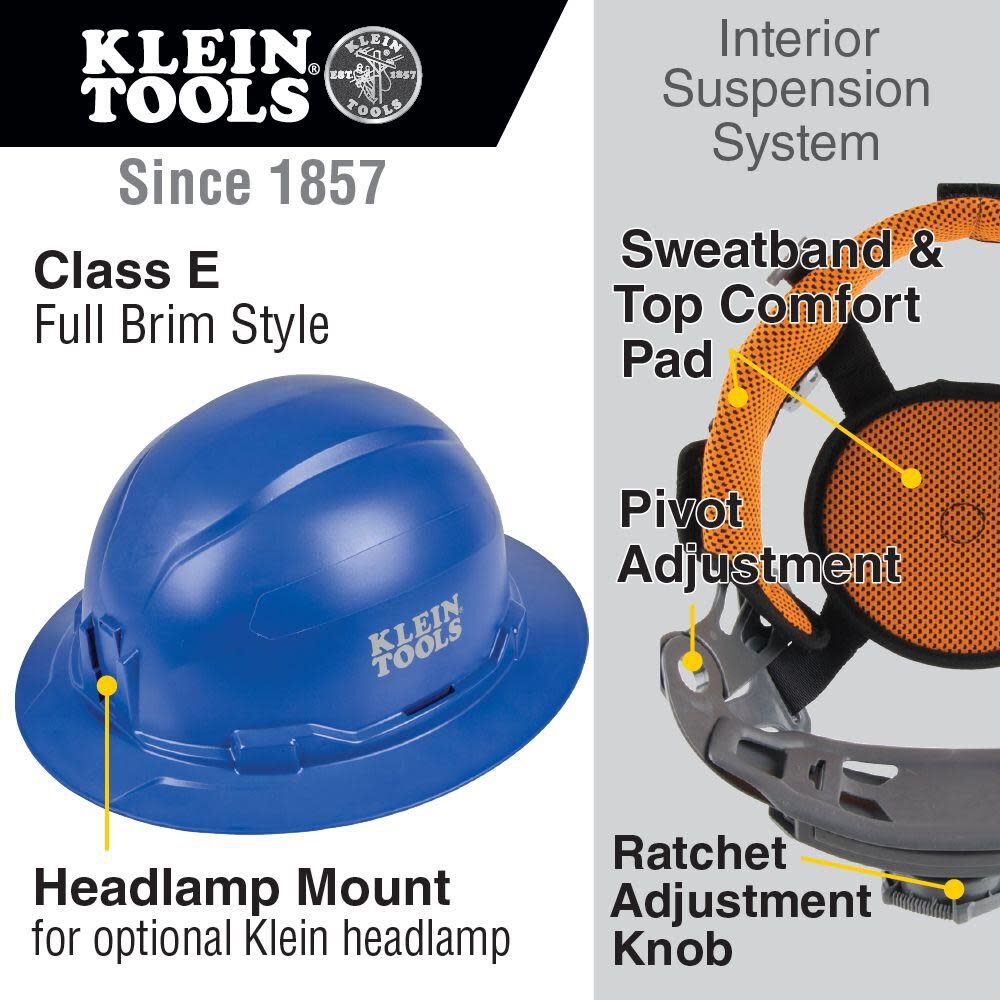 Hard Hat Non-vented Full Brim Blue 60249