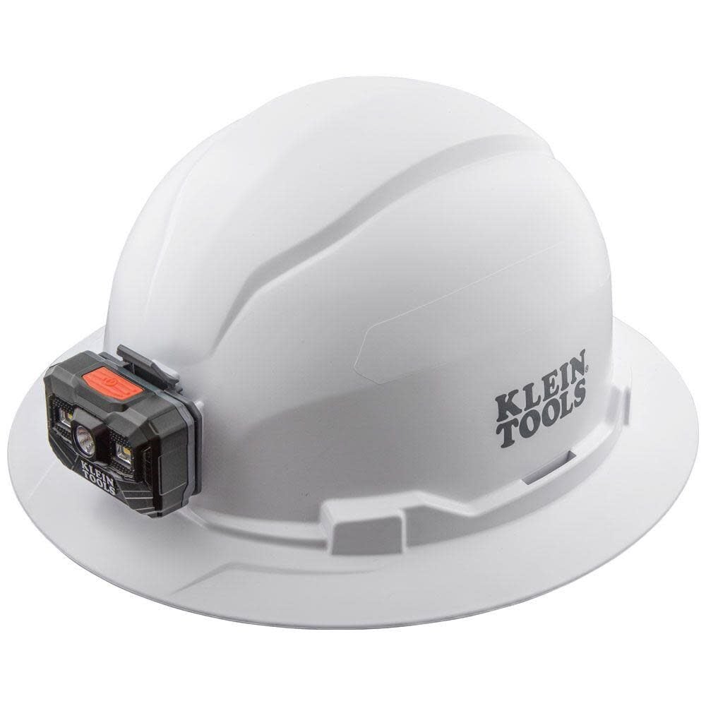 Hard Hat Non-vented Full Brim with Rechargeable Headlamp White 60406RL