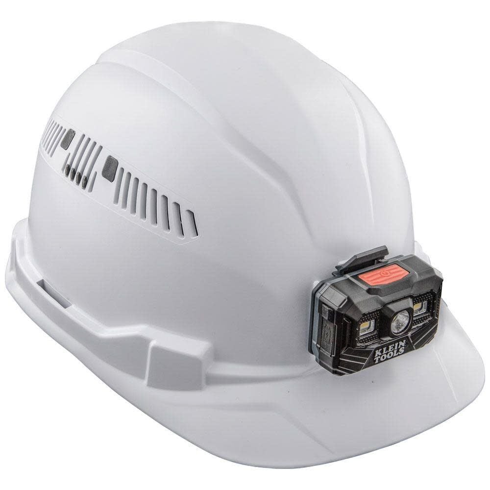 Hard Hat Vented Cap Style with Rechargeable Headlamp White 60113RL