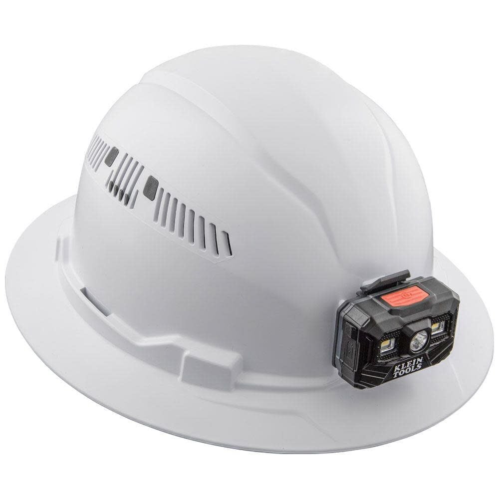 Hard Hat Vented Full Brim with Rechargeable Headlamp White 60407RL