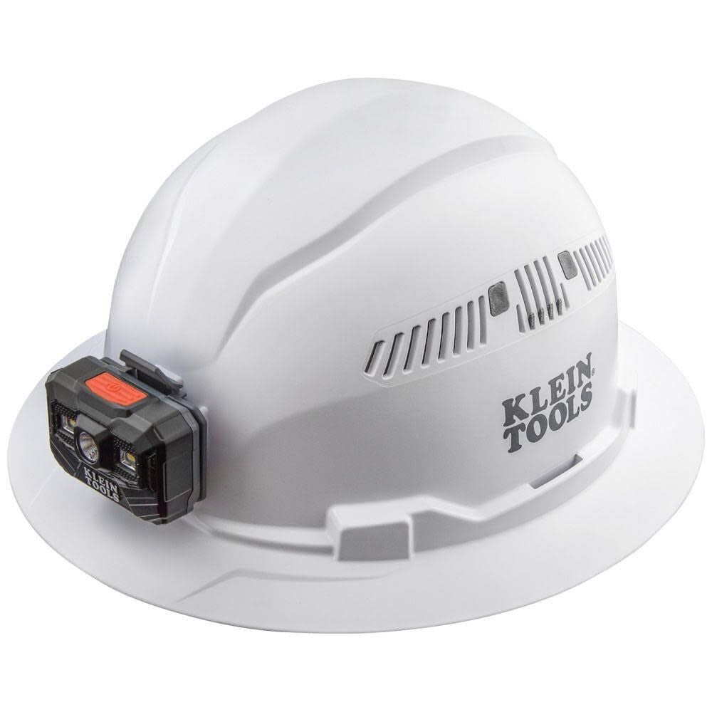 Hard Hat Vented Full Brim with Rechargeable Headlamp White 60407RL