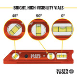 Aluminum 9-in 3 Vial Magnetic Torpedo Level 935RBLT