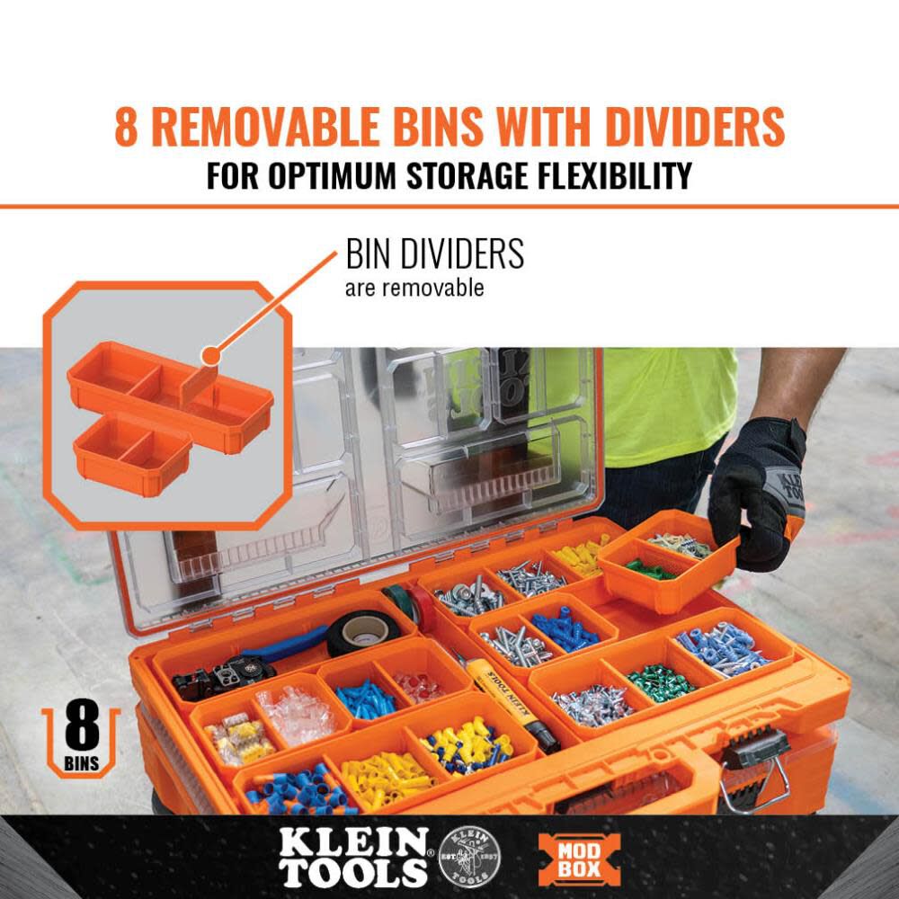 MODbox Short Component Box, Full Width 12-in W x 1.4-in H x 20.8-in D Orange Plastic Tool Box 54807MB