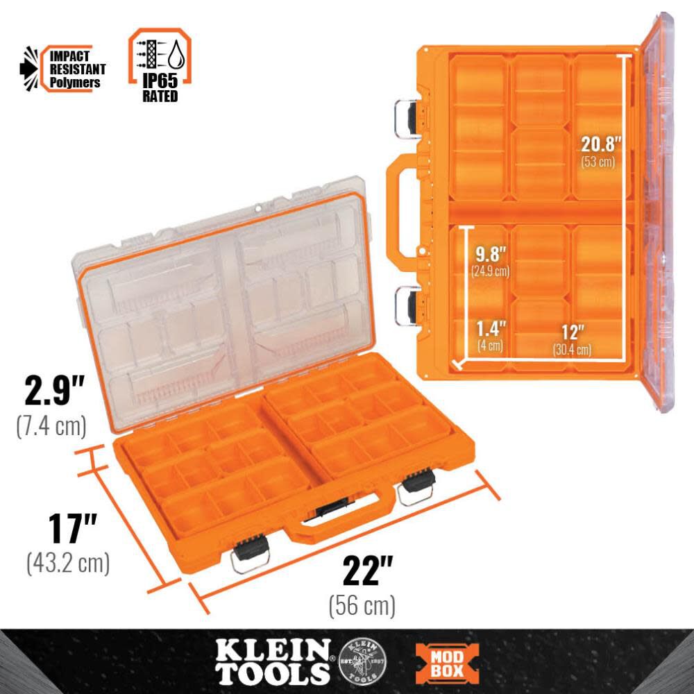 MODbox Short Component Box, Full Width 12-in W x 1.4-in H x 20.8-in D Orange Plastic Tool Box 54807MB