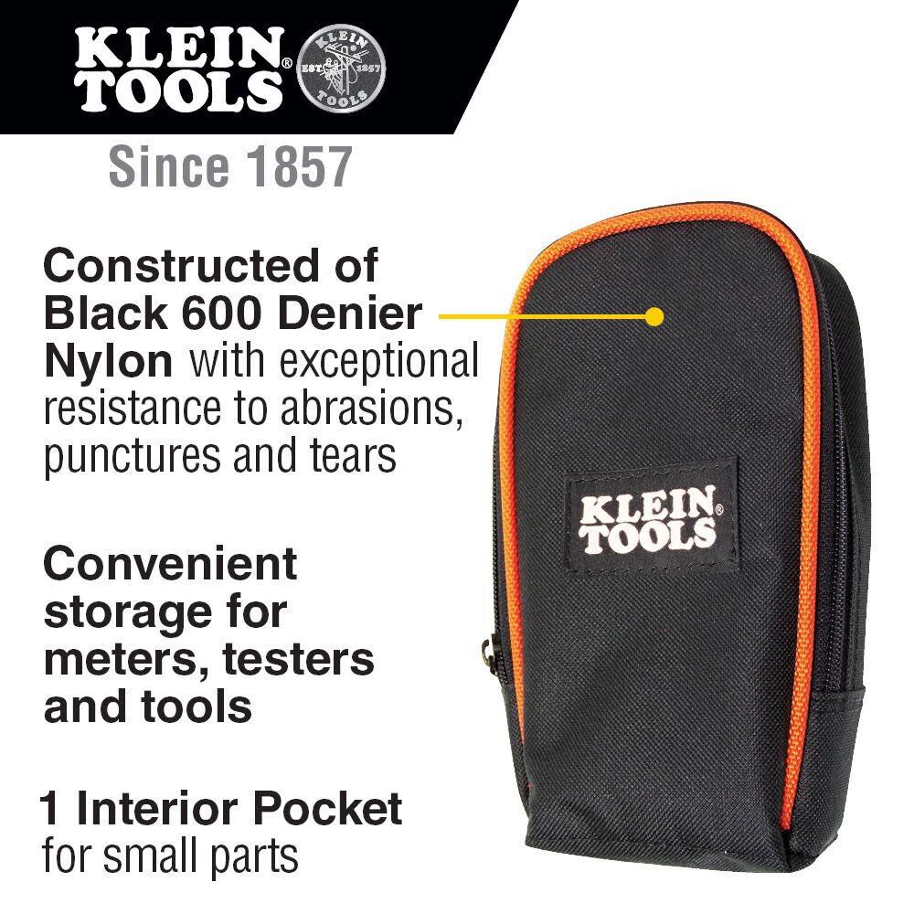 Multimeter Carrying Case Black Ballistic Nylon 4-in Zippered Tool Bag 69401