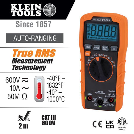 Multimeter TRMS Auto 600V Temp MM420