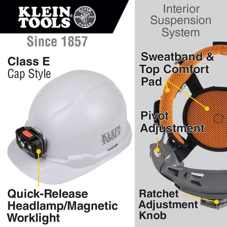 Non-Vented Hard Hat Cap with Headlamp 60107RL