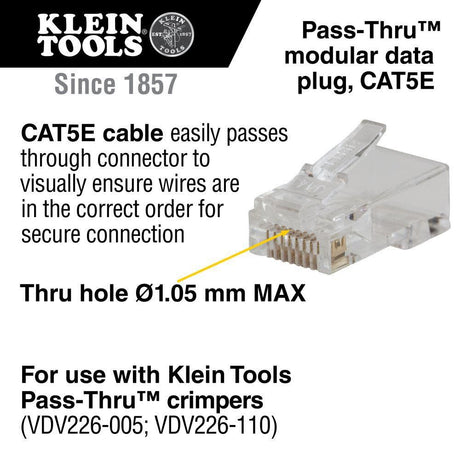 Tools Pass Thru Data Plug CAT5e 200pk VDV826762