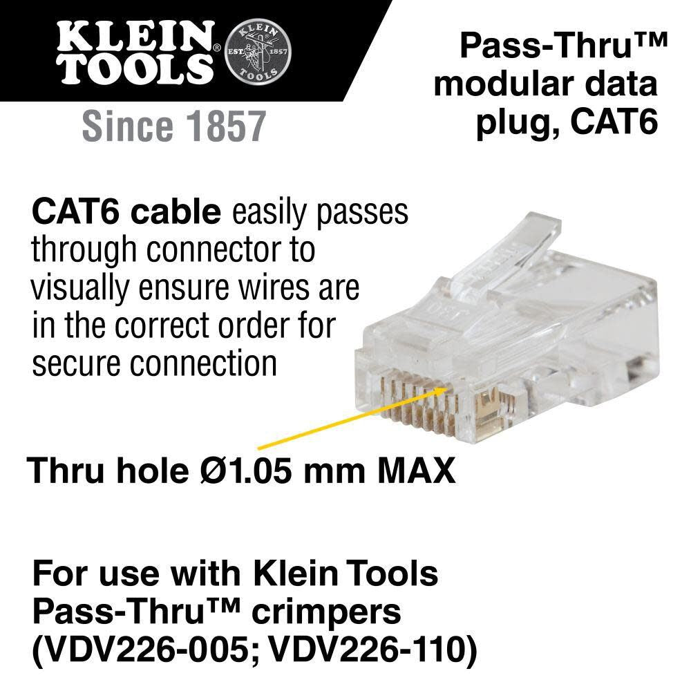 Pass-Thru Data Plug. CAT6 10 Pk VDV826729