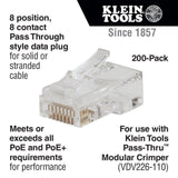 Pass-Thru Data Plug CAT6 200 Pk VDV826763