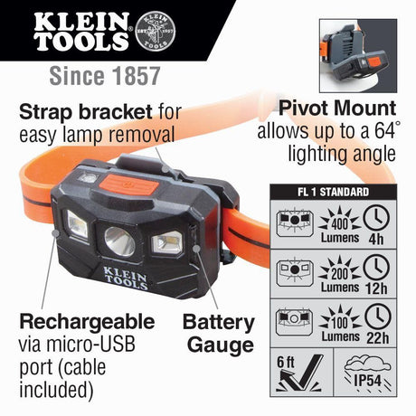 Rechargeable Auto-Off Headlamp 56064