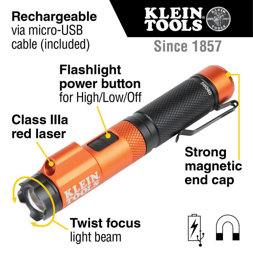 Rechargeable Focus Flashlight with Laser 350-Lumen 2 Modes LED Rechargeable Flashlight 56040