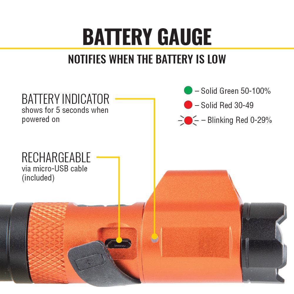 Rechargeable Focus Flashlight with Laser 350-Lumen 2 Modes LED Rechargeable Flashlight 56040