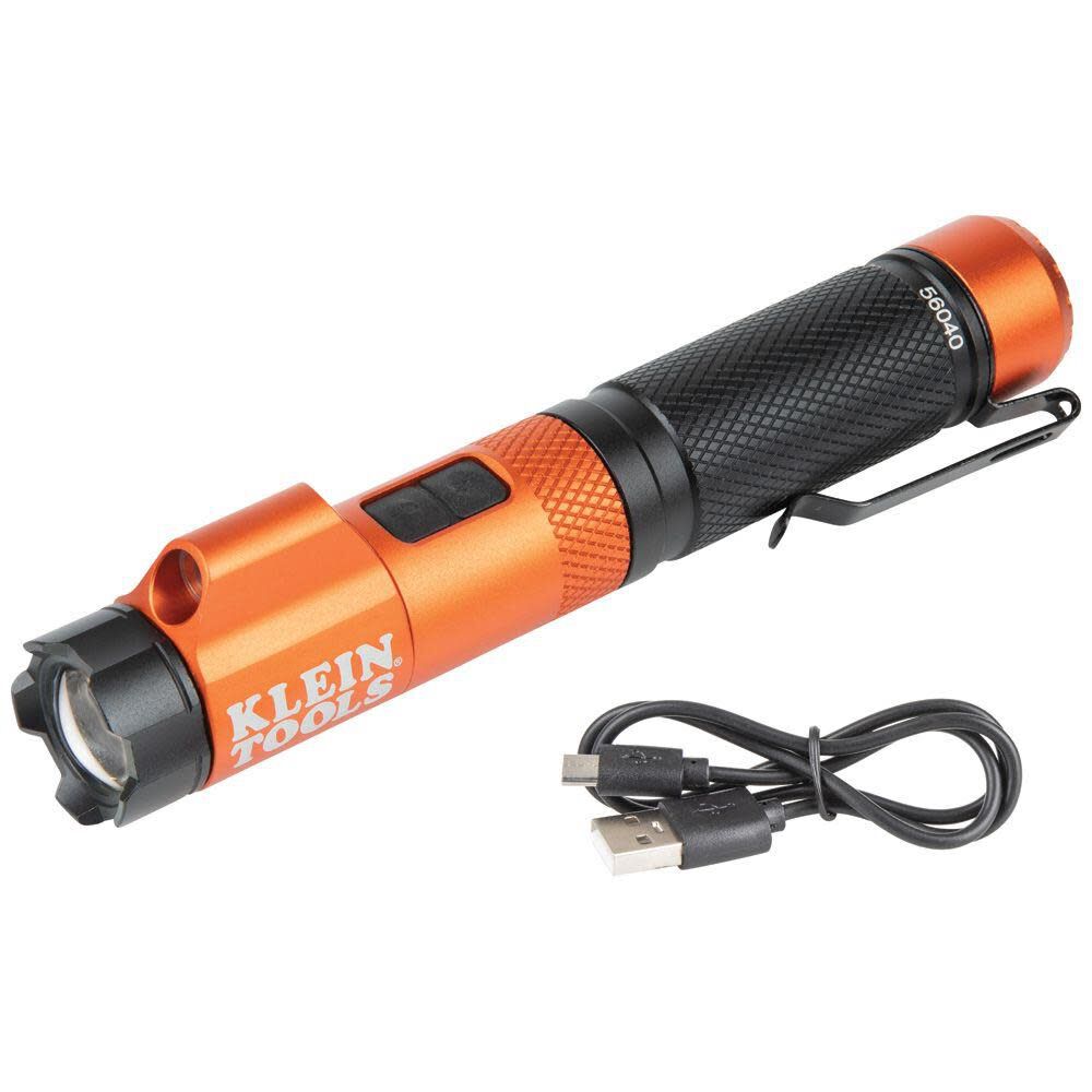 Rechargeable Focus Flashlight with Laser 350-Lumen 2 Modes LED Rechargeable Flashlight 56040