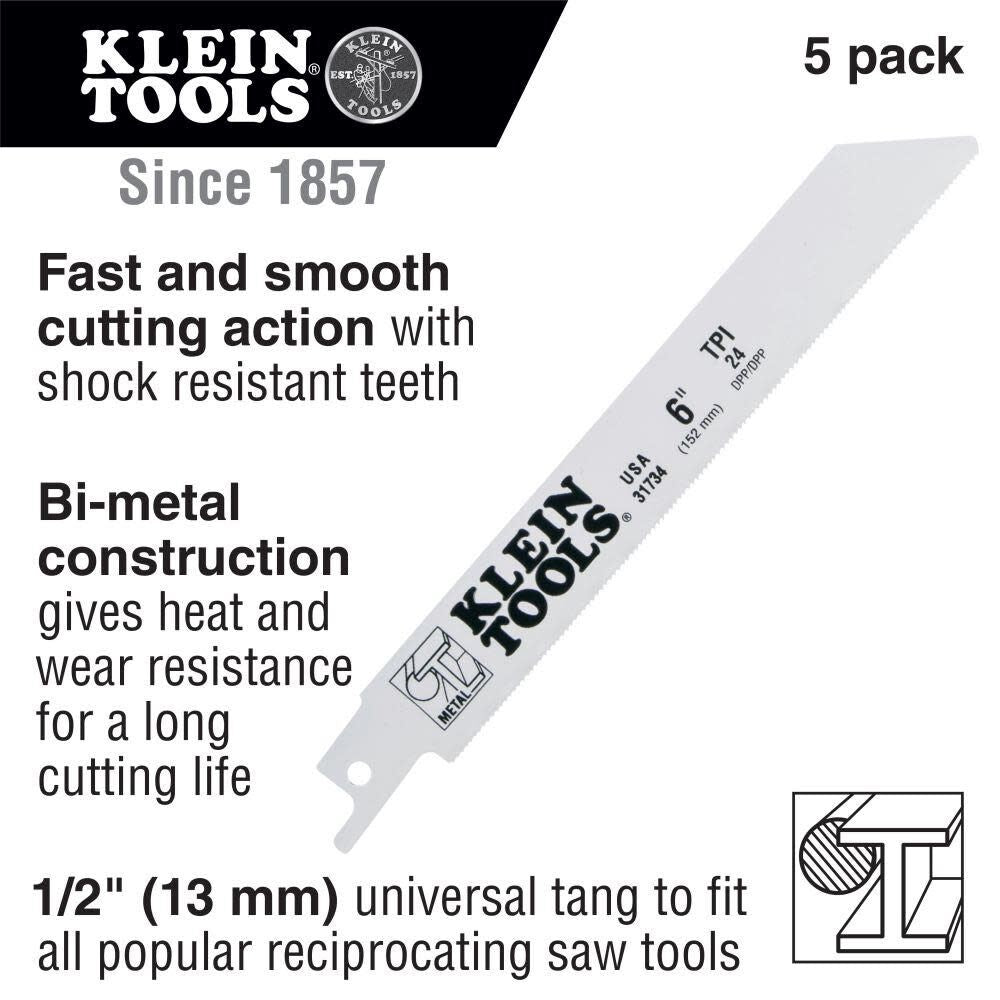 Recip. Saw Blades 6in 14 TPI-5 Pk 31727