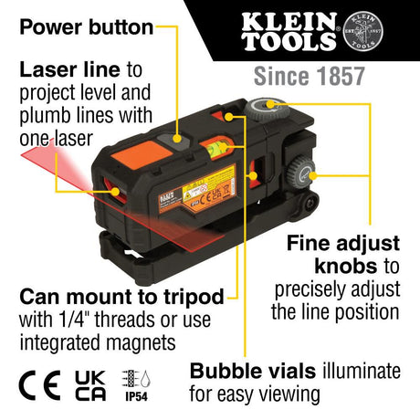 Red 30-ft Indoor Line Beam Line Generator Laser Level (Accessories Included) 93PTL