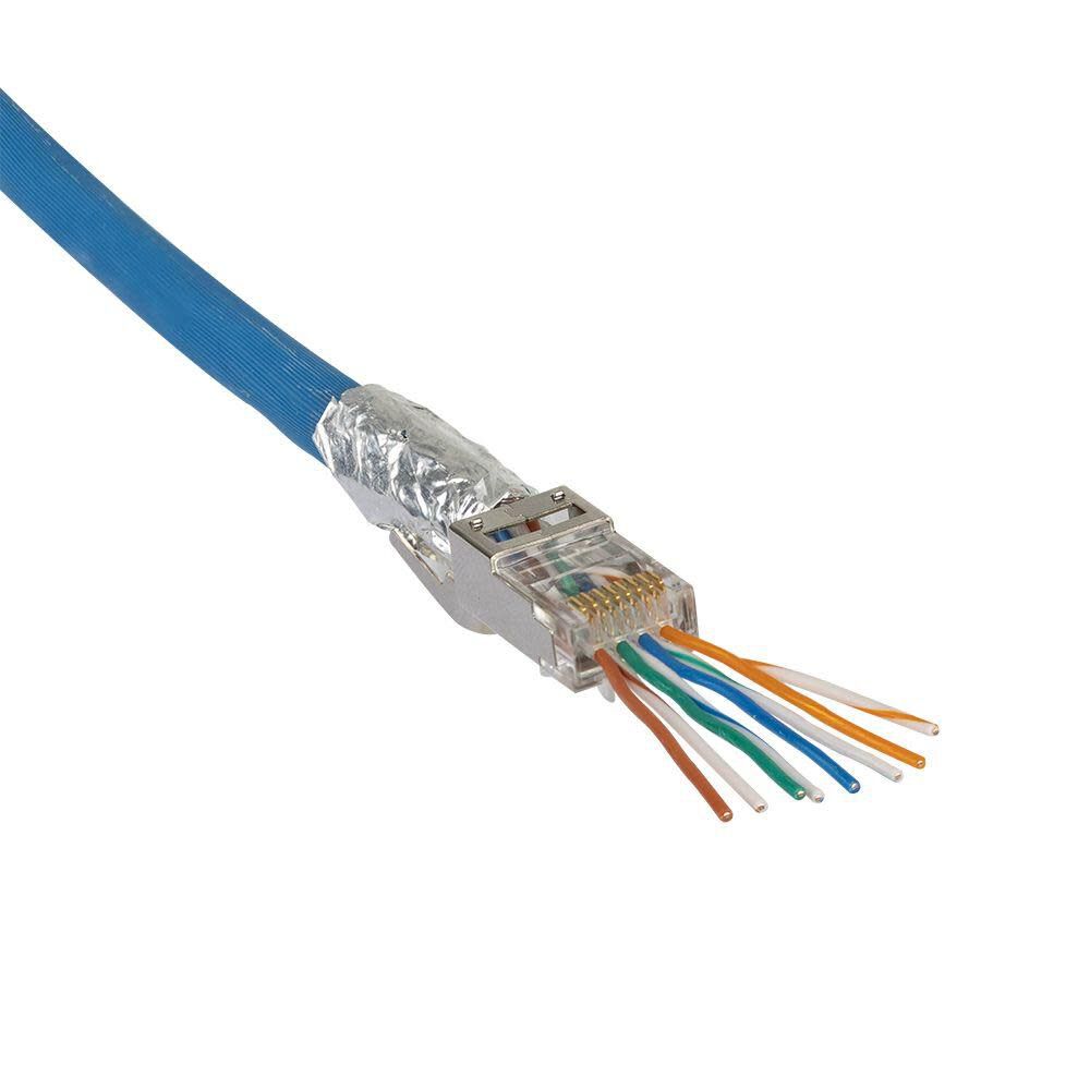 RJ45 CAT6A STP Pass Thru Plug 50pk VDV826-705