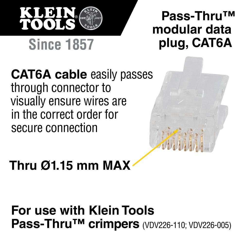 RJ45 CAT6A UTP Pass Thru Plug 200pk VDV826-764