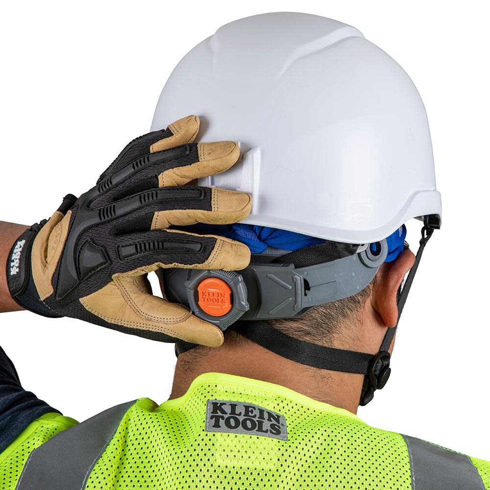 Safety Helmet Non-Vented-Class E with Rechargeable Headlamp White 60146