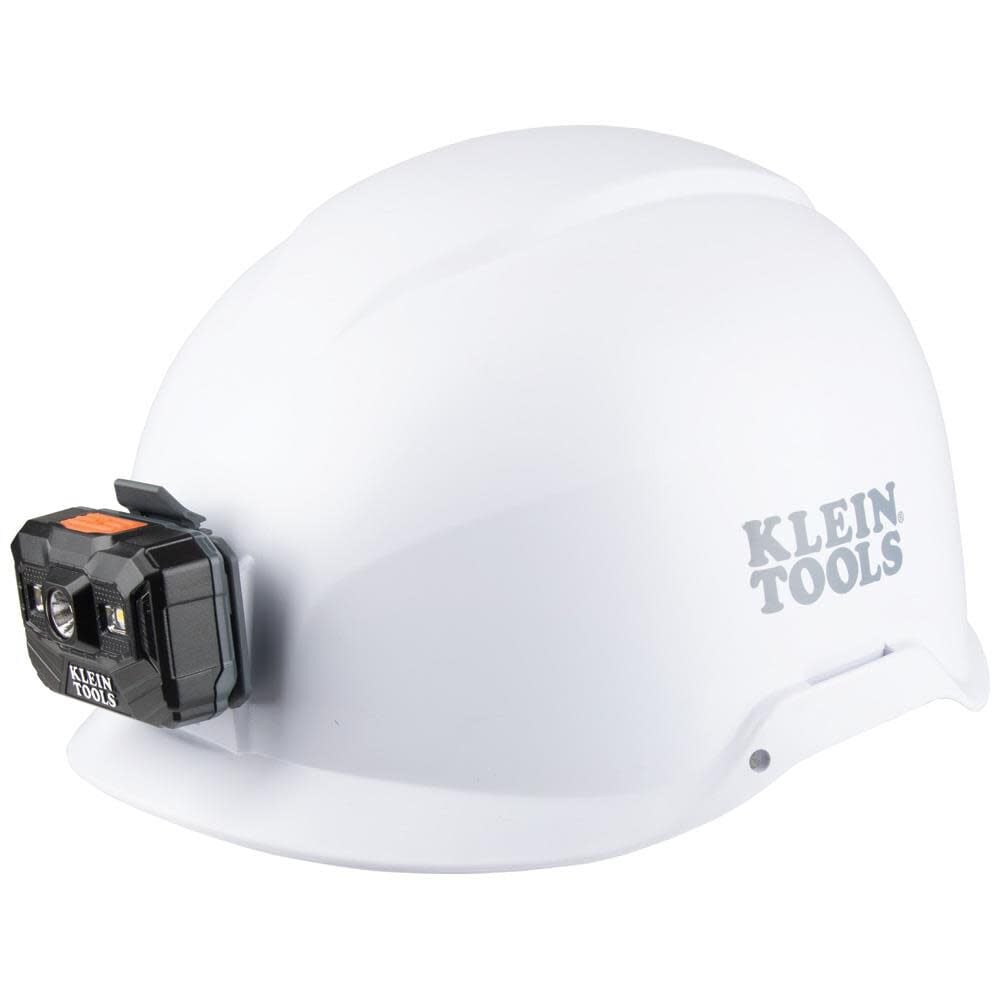 Safety Helmet Non-Vented-Class E with Rechargeable Headlamp White 60146