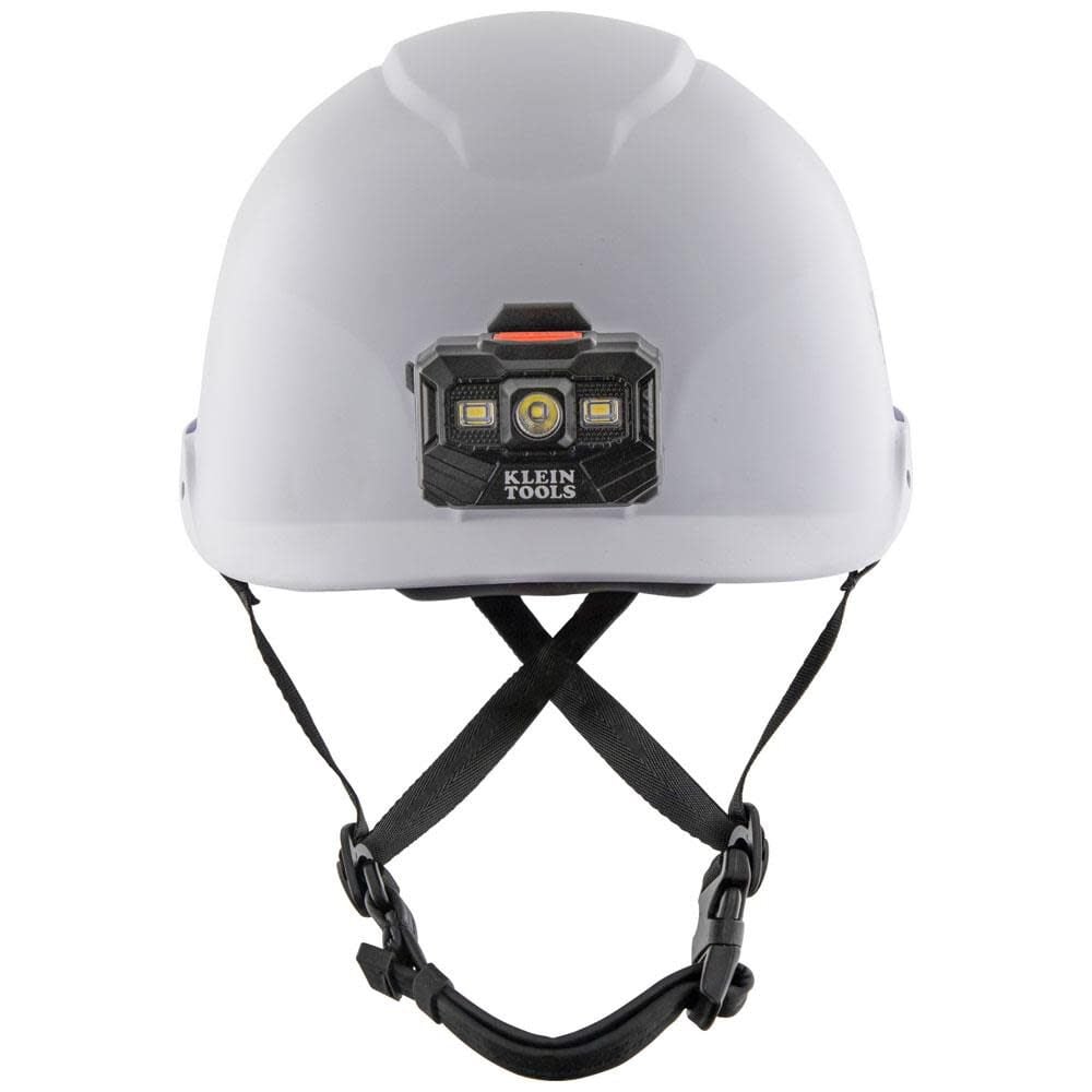 Safety Helmet Non-Vented-Class E with Rechargeable Headlamp White 60146