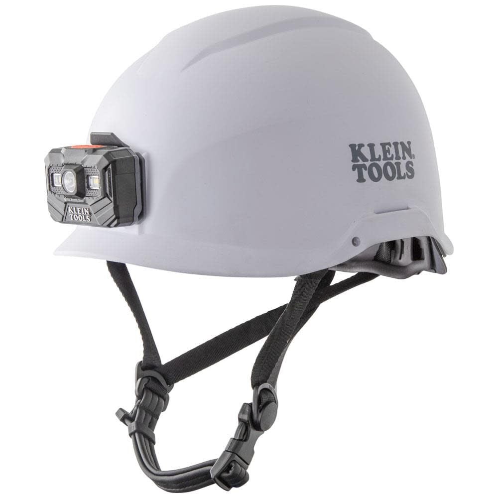 Safety Helmet Non-Vented-Class E with Rechargeable Headlamp White 60146